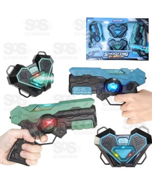 Conjunto de Jogos Laser Tag Gun com 2 Armas e 2 Alvos Para Crianças