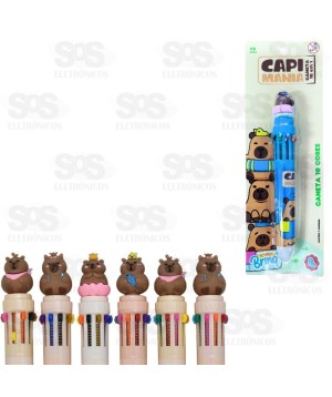 Caneta Com 10 Cores Capivara  Polibrinq SCB215