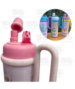 Garrafa Térmica 700ml  Infantil Com Alça Estampas Variadas WU-428