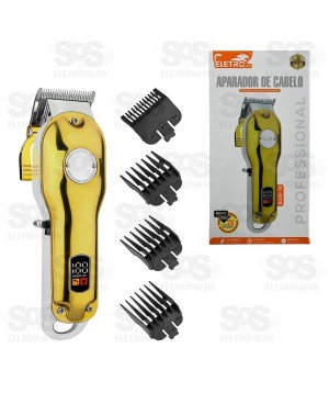 Máquina De Cortar Cabelo Profissional Tela LED Sem Fio Eletro EL-5108