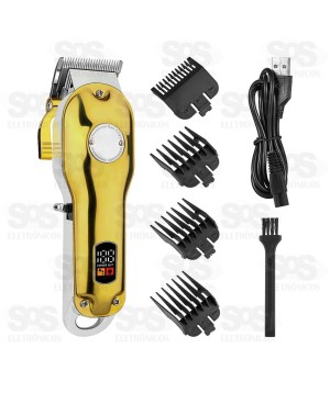 Máquina De Cortar Cabelo Profissional Tela LED Sem Fio Eletro EL-5108