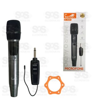 Microfone Sem Fio Dinâmico Com Painel Eletromex EL-5025