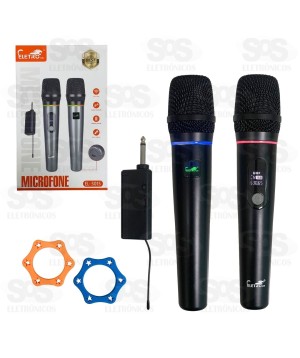 Kit 2 Microfones Sem Fio Dinâmico Com Painel Eletromex EL-5015