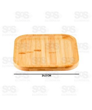 Bandeja Quadrada Bambu Multiuso Top Útil TOP2156