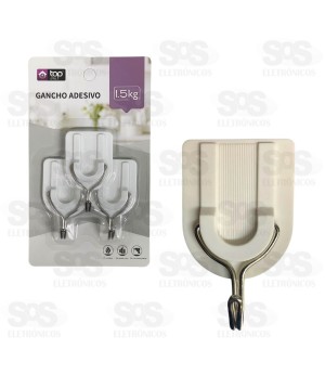 Ganchos Multiuso Adesivo 3 Unidades Top Útil TOP2004