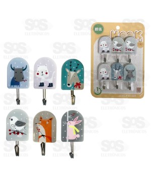 Ganchos Multiuso Adesivo 6 Unidades Top Útil TOP0810