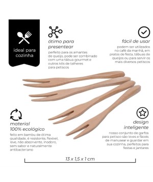 Jogo de Garfos Para Petisco 4 unidades Top Útil 2172