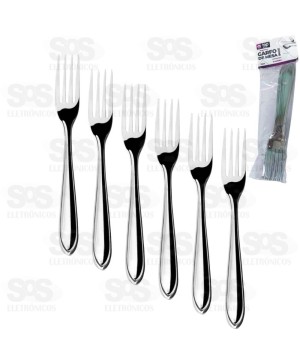 Kit Garfo De Mesa em Inox 6 Unidades 19cm  TOP0755