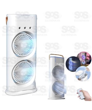 Mini Ventilador e Umidificador Portátil  Luz RGB Tomate MLF-016