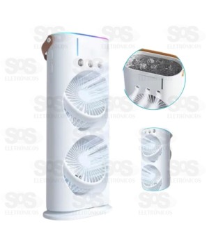 Mini Ventilador e Umidificador Portátil  Luz RGB Tomate MLF-016