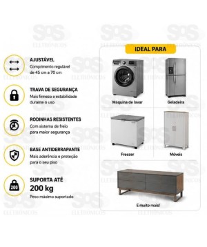 Suporte com Rodinhas Movel Ajustável Capacidade 200KG B-Max F1795