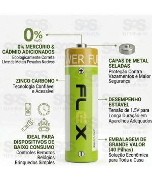 Pilha AA Embalagem Com 40 Unidades Flex FX-2AAZ