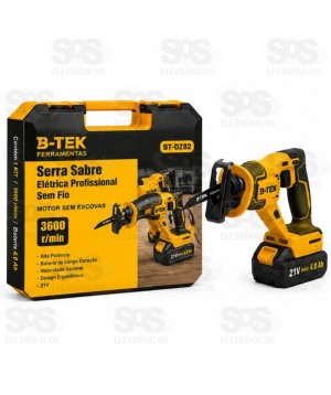 Serra Sabre Elétrica Profissional Sem Fio 21V 3600RPM E Bateria 4.0Ah BT-DZ82