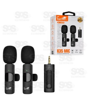 Microfone Sem Fio Duplo Eletromex K35 Mic EL-1839