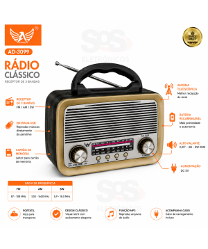 Rádio Retrô 3 Bandas Altomex AD-3099