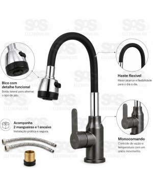 Kit Com 2 Torneira Gourmet Monocomando com Haste Flexível Luatek LCC-113 