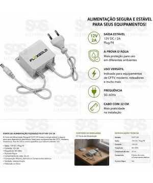 Fonte de Alimentação 12V 2A  Flexgold FX-FT-09 