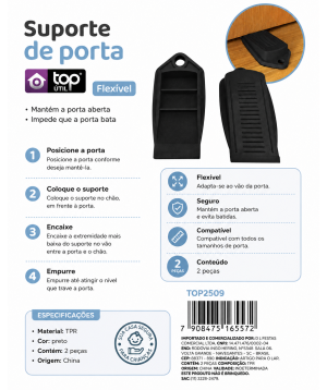 Suporte de Porta Flexível Preto com 2 Peças  TOP2509