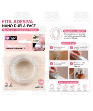 Fita Adesiva Nano Dupla-Face 1m x 3cm – TOP2093