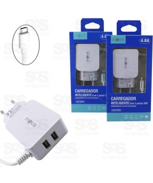 Carregador Micro USB V8 4.8A 2 USB Inova car-9009