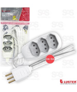 Extensão Elétrica Tripla 2P+T 5 Metros Luster 2173