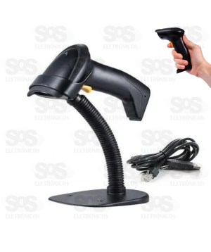 Leitor De Código De Barras USB Com Fio e Suporte LM-600