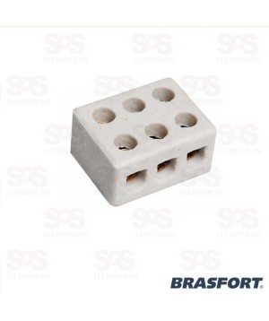 Conector Porcelana 10mm 3p Com 10 Unidades Brasfort 8610