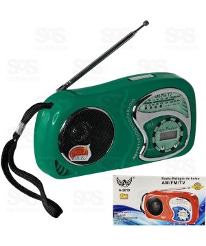 Mini Rádio Portátil 3W Com Relógio Altomex A-2019