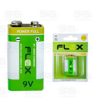 Bateria de Zinco Carbono 9V Unitário Flex FX-9Z1