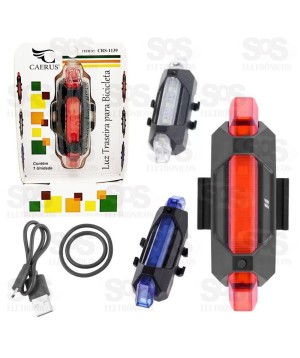 Pisca Traseiro De Bicicleta LED Recarregável Caeurus crs-1139