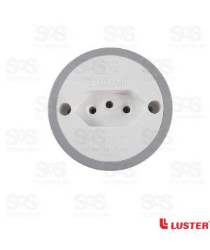 Tomada De Sobrepor 10A/250V Redonda 2P+T Branco E Cinza Luster 1081