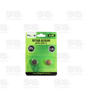 Bateria Botão LR43 AG12 Cartela Com 2 Unidades Flex lr05