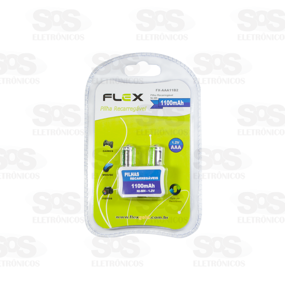 Pilha AAA 1.2V Recarregável 1100mAh 2 Unidades flex