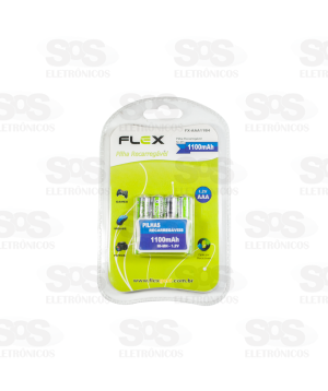 Pilha AAA 1.2V Recarregável 1100mAh 4 Unidades Flex