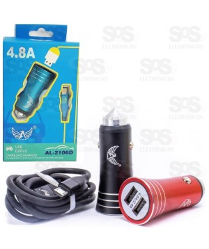 Carregador Veicular Type C Com 2 Portas USB 4.8A Altomex 2106d