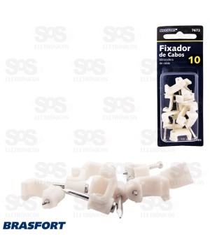 Fixa Cabo 6 Cartela Com 10 Unidades Branco Brasfort 7670