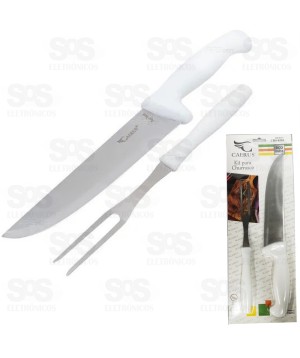 Kit Churrasco Faca De Carne E Garfo Aço Inox Caerus 4510