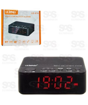 Rádio Relógio Bluetooth Despertador Alarme Fm Digital Le-674