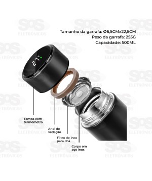Garrafa Térmica Com Sensor de Temperatura 500ml WU-082